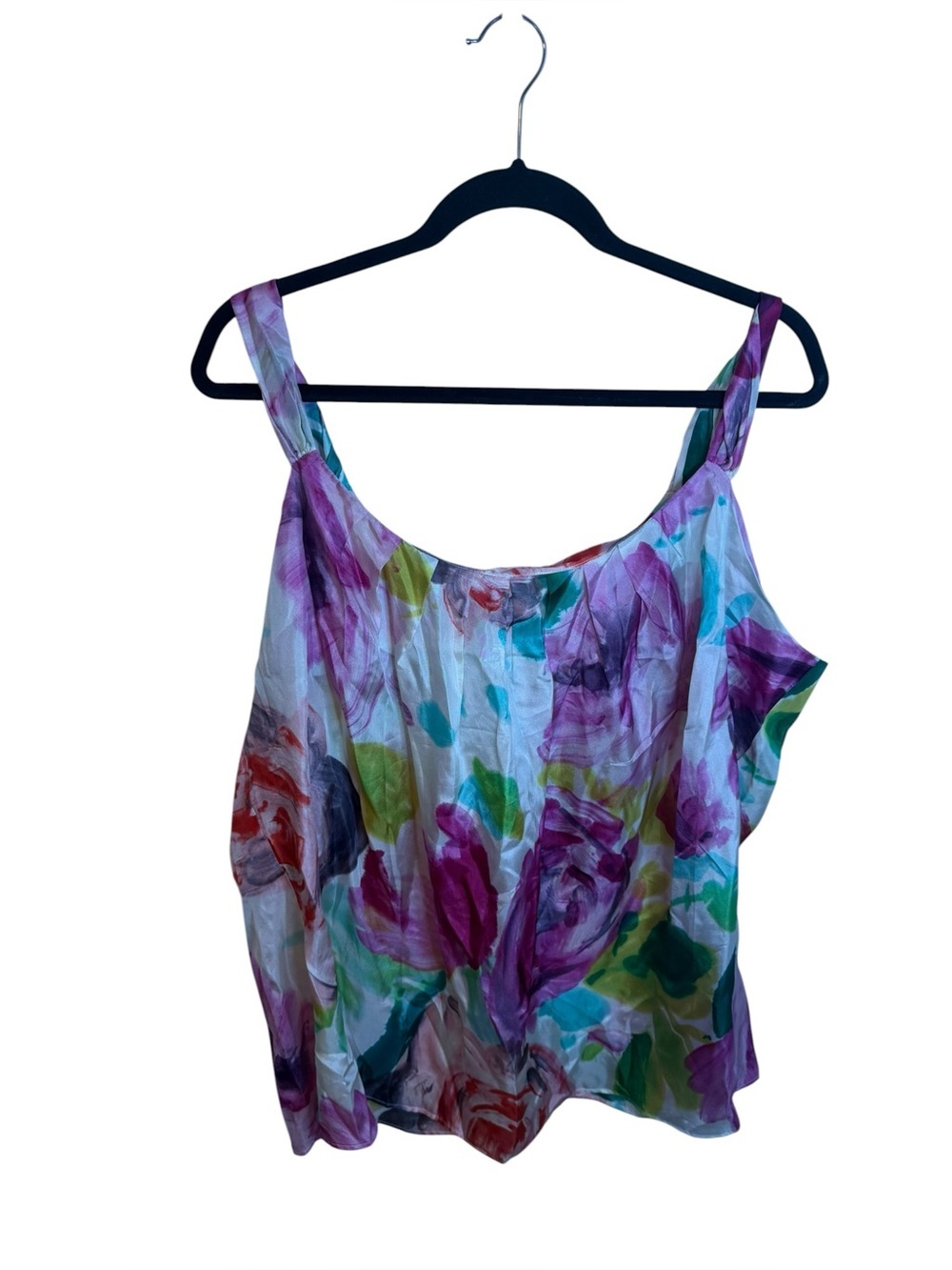Matty M Floral Watercolor Silk Scoop Neck Camisole